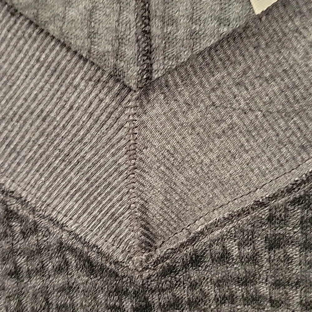 Free People Gray Charcoal Waffle Knit Long Balloon Sleeve Off Shoulder Vneck Top